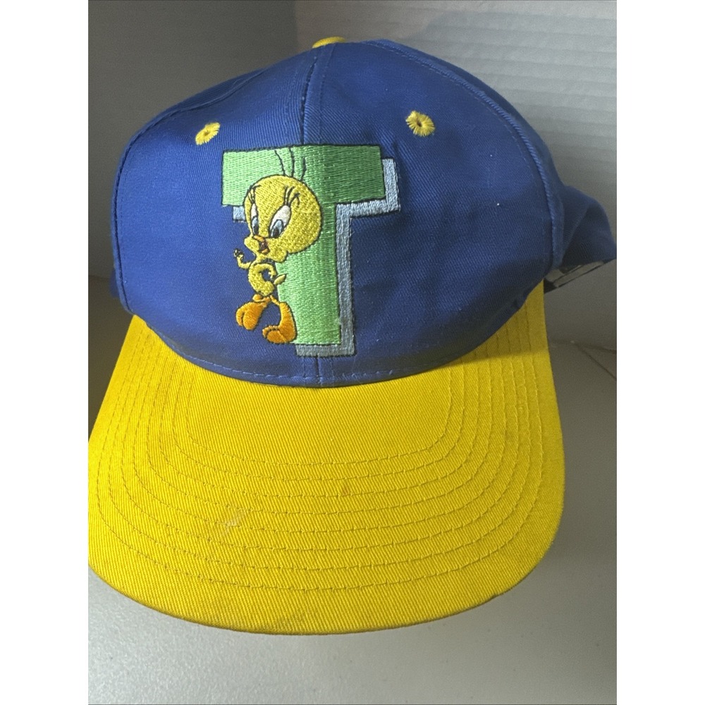 Vintage‎ Tweety Bird Snapback Hat Yellow Lid Blue Six Flags